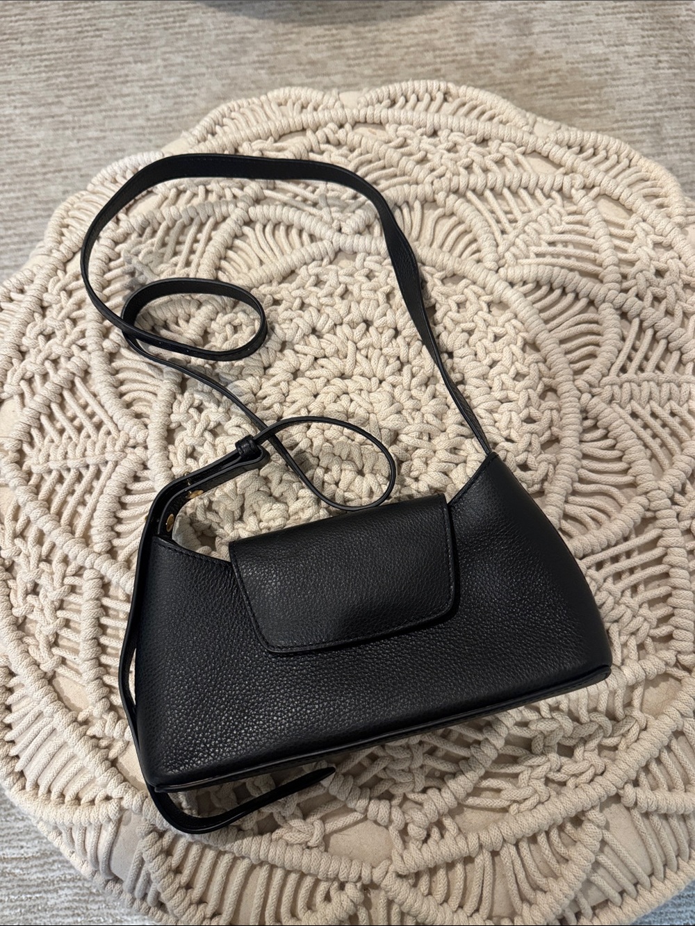 Elleme Envelope Pebbled Leather Black Crossbody Shoulder Bag